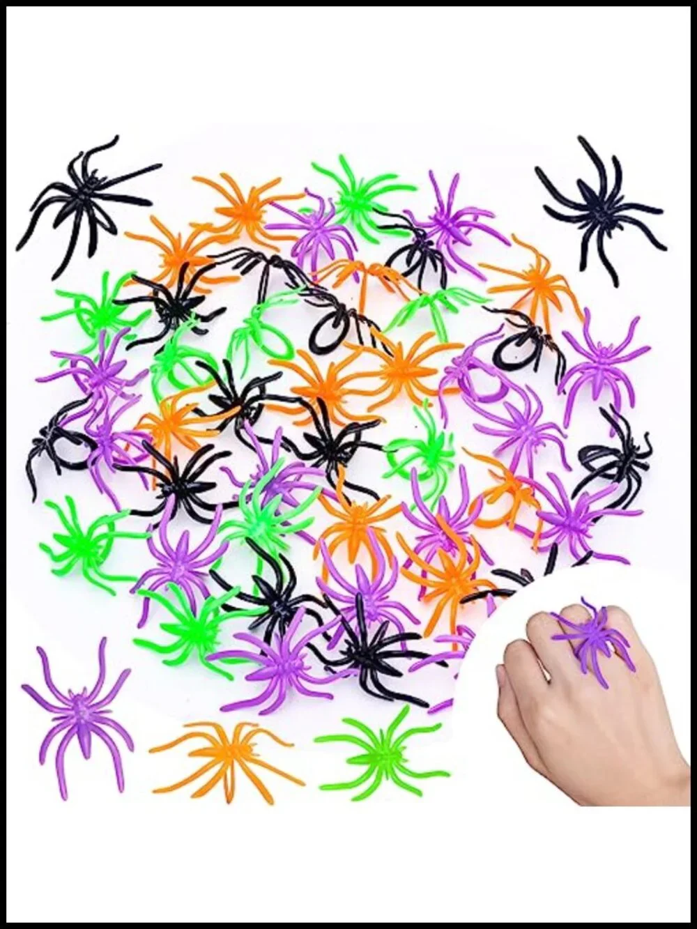 300 Pcs Halloween Spider Rings Bulk Plastic Party Favors Trick or Treat Costume
